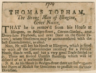 Thomas Topham, o homem forte de Islington de English School