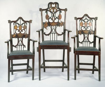 Três cadeiras maçônicas georgianas, c.1790 (mogno) de English School