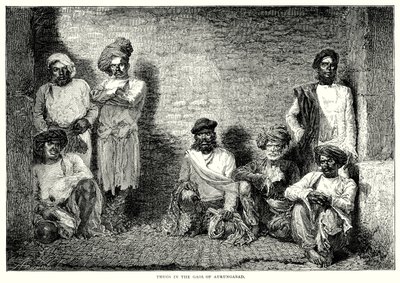 Bandidos na baliza de Aurangabad (gravura) de English School