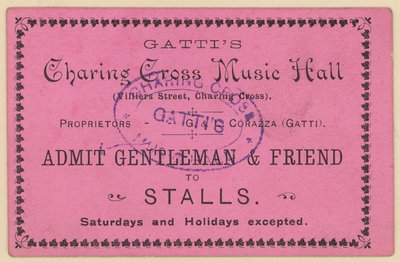 Bilhete para o Gattis Charing Cross Music Hall de English School