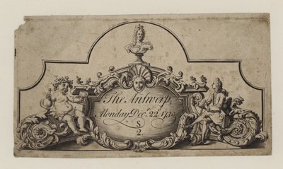 Bilhete para a Antuérpia, 22 de dezembro de 1730 de English School