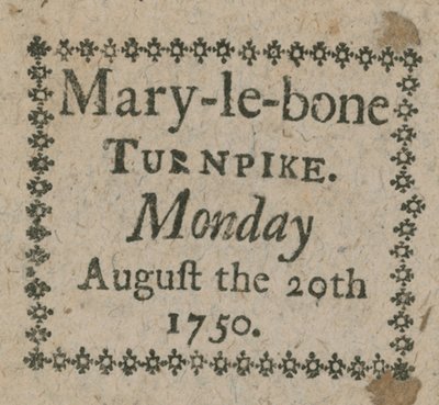 Bilhete para o Turnpike Mary-le-Bone de English School