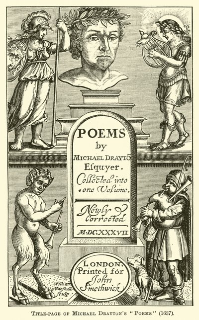 Página de rosto de Michael Draytons Poems, 1637 de English School