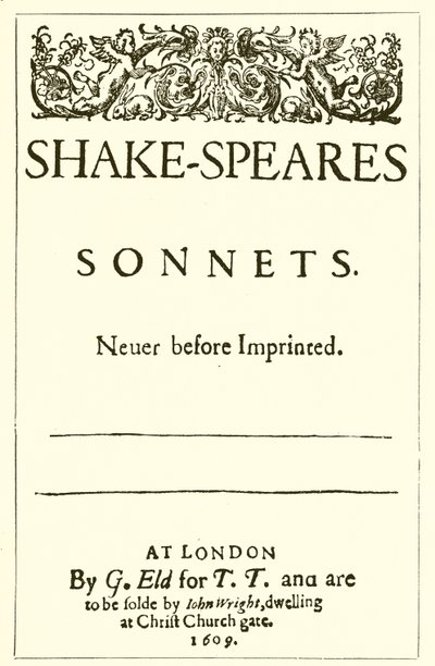 Página de rosto dos Sonetos de Shakespeare, 1609 de English School