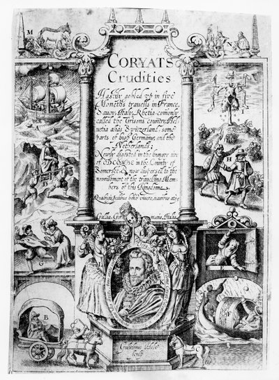 Página de título da Criminalidade Coryats, publicada em 1611 de English School