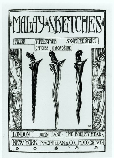 Página de título do Malay Sketches por Frank Athelstane Swettenham, publicado em 1896 de English School