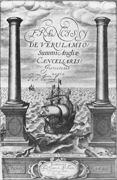 Página de rosto da primeira edição do Novum Organum por Sir Francis Bacon, 1620 de English School