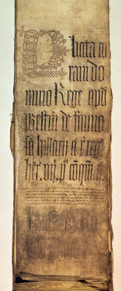 Página de rosto do boletim de imprensa do King&39;s Bench para Hilary Term, 1487 de English School
