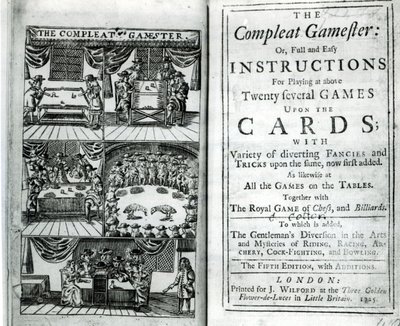 Página de rosto da quinta edição de The Compleat Gamester, atribuída a Charles Cotton (1630-87), pub. 1725 de English School