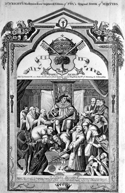 Titlepage, The Popes Arms do Novo e Completo Livro dos Mártires, por Paul Wright de English School