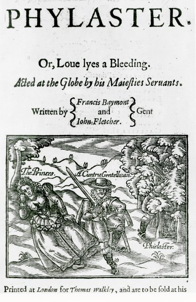 Página de título de "Phylaster" de Beaumont e Fletcher de English School
