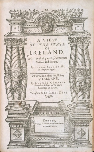 Titlepage para uma visão do estado da Irlanda e a história da Irlanda, 1633 de English School