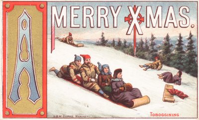 Toboggining, cartão de Natal de English School