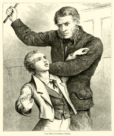 Tom Hunt recebendo uma Caning de English School