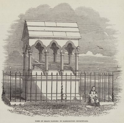 Túmulo de Grace Darling no adro da igreja de Bamborough (gravura) de English School