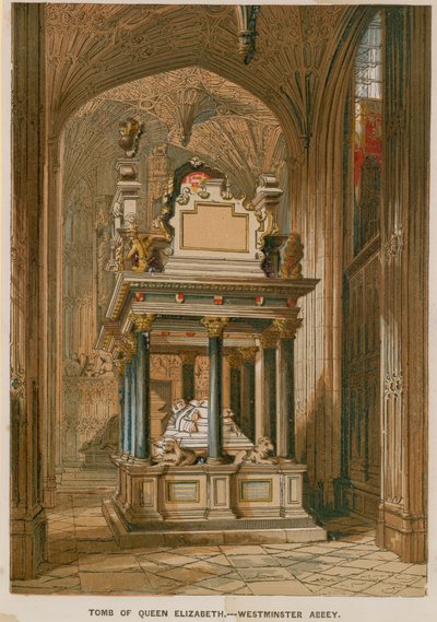 Túmulo da Rainha Elizabeth I na Abadia de Westminster de English School