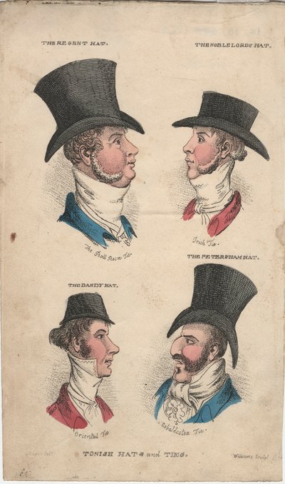 Chapéus e gravatas frágeis, c.1815-20 de English School