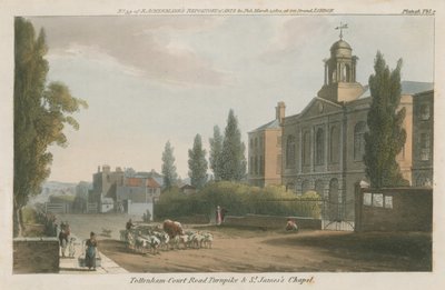Tottenham Court Road Turnpike e St Jamess Chapel, em Londres de English School