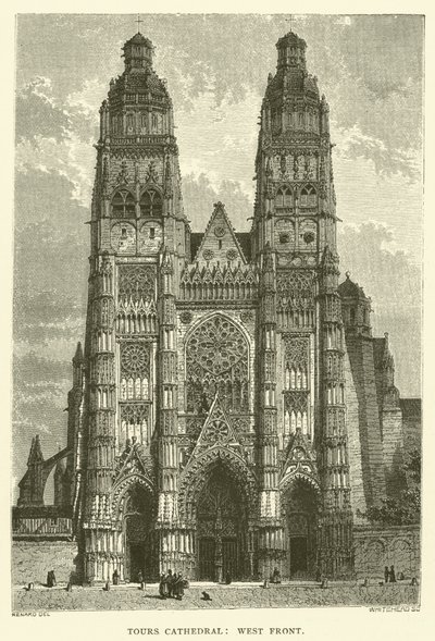 Catedral de Tours, frente oeste (gravura) de English School