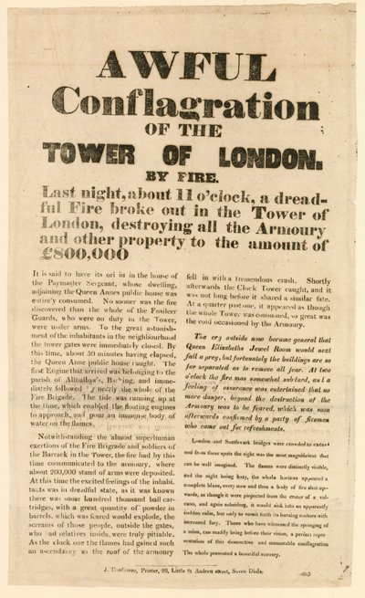 Torre do Incêndio de Londres, 1841 de English School