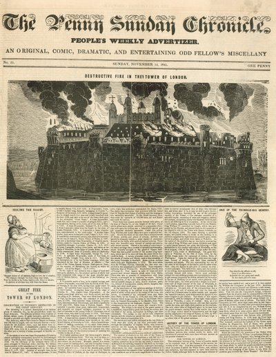 Torre do Incêndio de Londres, 1841 de English School