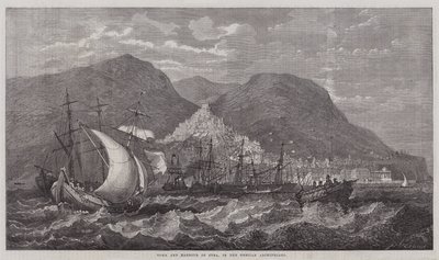 Cidade e Porto de Syra, no Arquipélago Grego (gravura) de English School