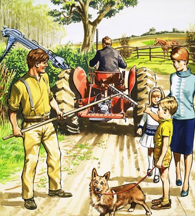 Motorista de trator e cortador de English School