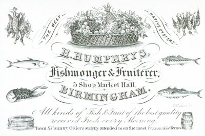 Cartão de comércio, H Humphreys de English School