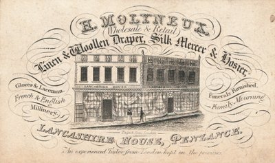 Cartão de comércio, H Molyneux de English School