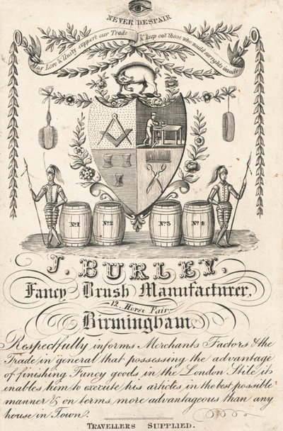 Cartão de comércio, J Burley de English School