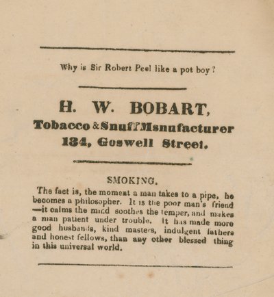Cartão de comércio de HW Bobart de English School