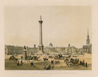 Trafalgar Square com a National Gallery e a Igreja St Martins de English School