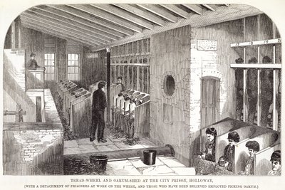 Tread-Wheel e Oakum-Shed na prisão da cidade, Holloway, das prisões penais de Londres e cenas de vida na prisão por Henry Mayhew (1812-1887) e John Binny, 1862 de English School