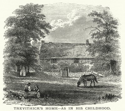 A casa de Trevithick, como no seu Salão de Infância (gravura) de English School
