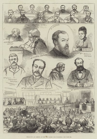 Julgamento de GH Lamson, em Old Bailey, por envenenamento de English School