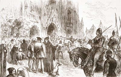 Julgamento de Jerônimo: esperando a sentença, ilustração de A História do Protestantismo por James Aitken Wylie (1808-1890), pub. 1878 de English School