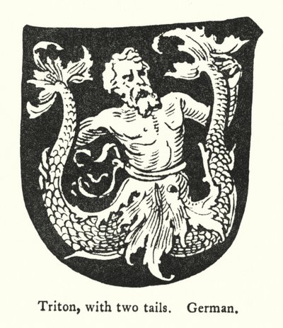 Tritão, com duas caudas, alemão (gravura) de English School