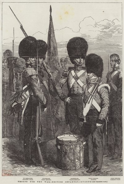 Tropas para a Guerra, Infantaria Britânica, Guardas (gravura) de English School