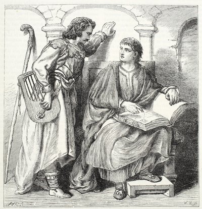 Troubadour e Barbe, ilustração da história do protestantismo por James Aitken Wylie (1808-1890), bar. 1878 de English School