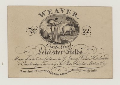 Turner, Weaver, cartão de comércio de English School