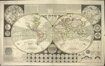 Mapa mundial de dois hemisférios de English School