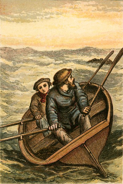 Duas pessoas salvas por Leask e seu filho fora de Stromness de English School