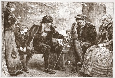 Sob as árvores de Linden, ilustração de A História do Protestantismo por James Aitken Wylie (1808-1890), pub. 1878 de English School