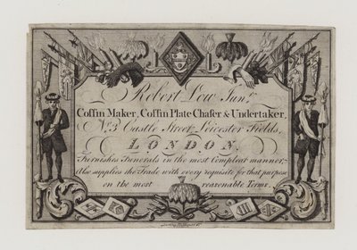 Undertakers, Robert Low Junior, cartão de comércio de English School