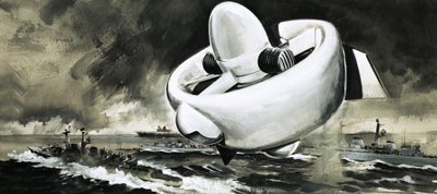 Aparelho voador não identificado sobrevoa navios no mar (época da Segunda Guerra Mundial) de English School