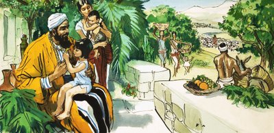 Homem não identificado (Oriente Médio) com mãe e filhos de English School