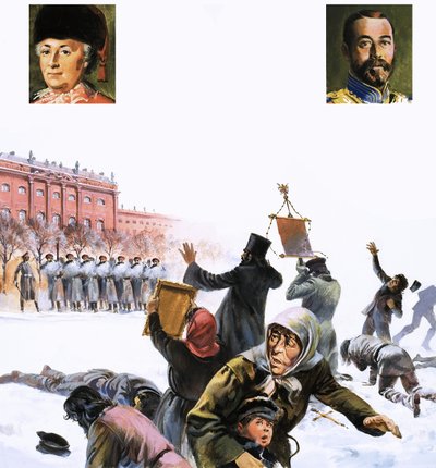 Cena não identificada da Revolução Russa de 1905 de English School