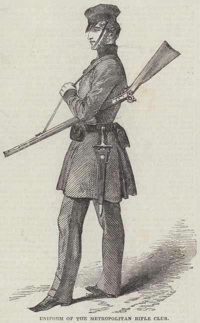 Uniforme do Metropolitan Rifle Club (gravura) de English School