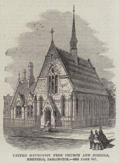 United Methodist Free Church and Schools, Nestfield, Darlington (gravura) de English School
