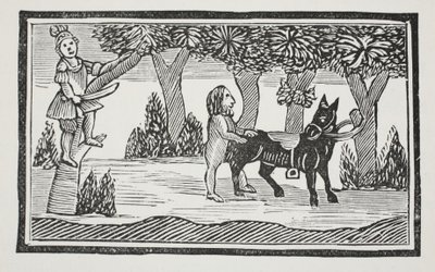 Valentim e Orson, ilustração dos Chapu-livros do século XVIII por John Ashton, bar. 1882 de English School